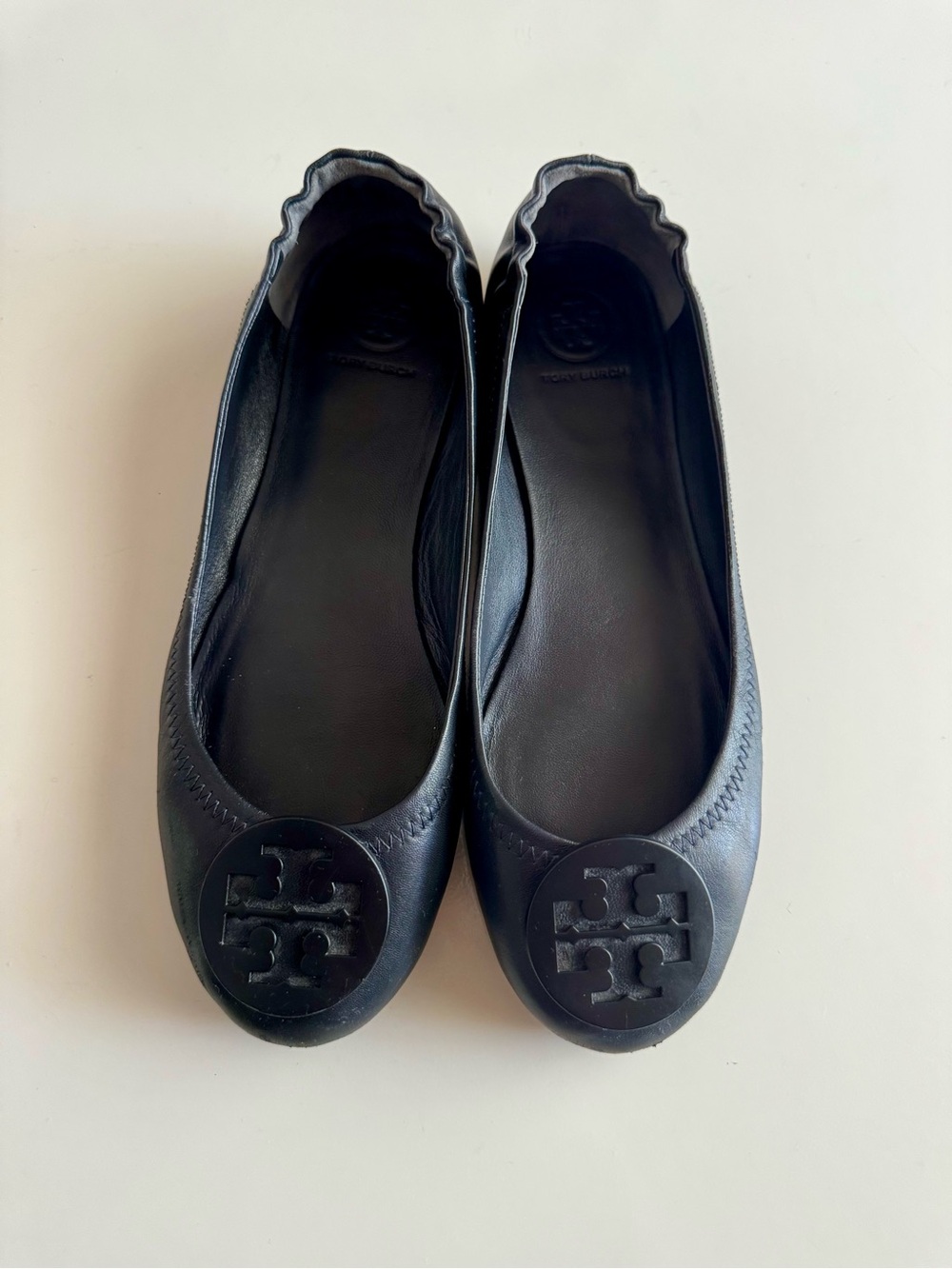Tory Burch Navy Leather Women's Ballet Flats